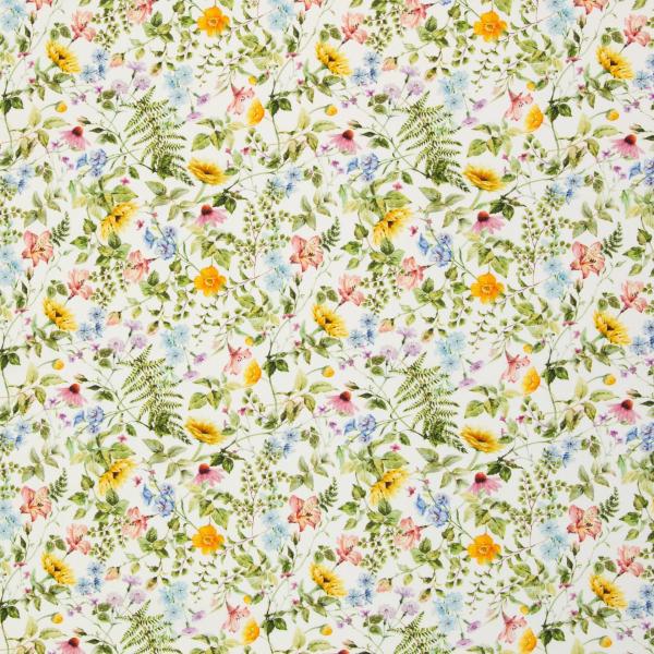 Baumwolldruck Blumen und Blätter Bunt